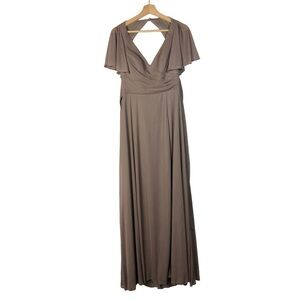Azazie Dusk Gray Purple Short Sleeve A-Line Maxi‎ Formal Bridesmaids Dress 10